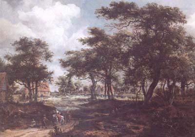 Meindert Hobbema Wooded Landscape with Travellers (mk25) china oil painting image